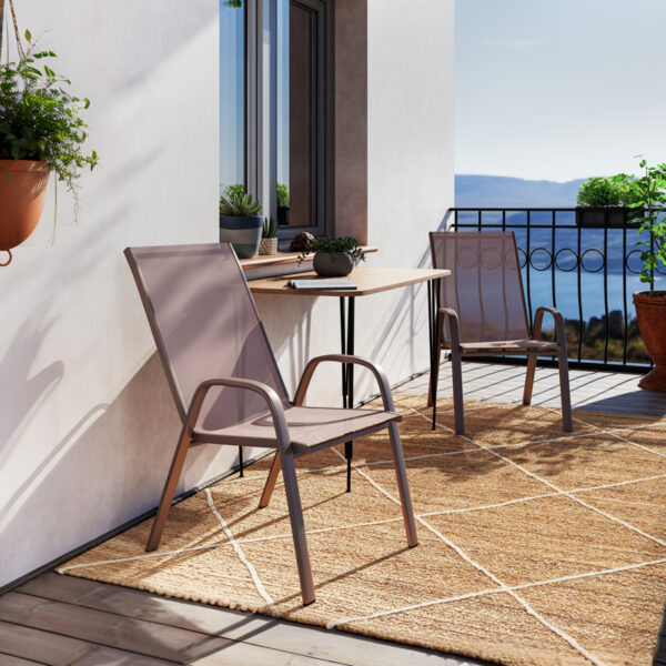Πολυθρόνα Calan pakoworld μέταλλο σκούρo καφέ-textilene καφέ 55x75x90εκ – 130-000011