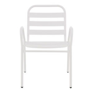 Πολυθρόνα Sussie pakoworld στοιβαζόμενη λευκό μέταλλο με φέτες αλουμινίου 45x62x76εκ – 130-000100