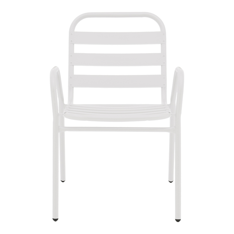 Πολυθρόνα Sussie pakoworld στοιβαζόμενη λευκό μέταλλο με φέτες αλουμινίου 45x62x76εκ – 130-000100