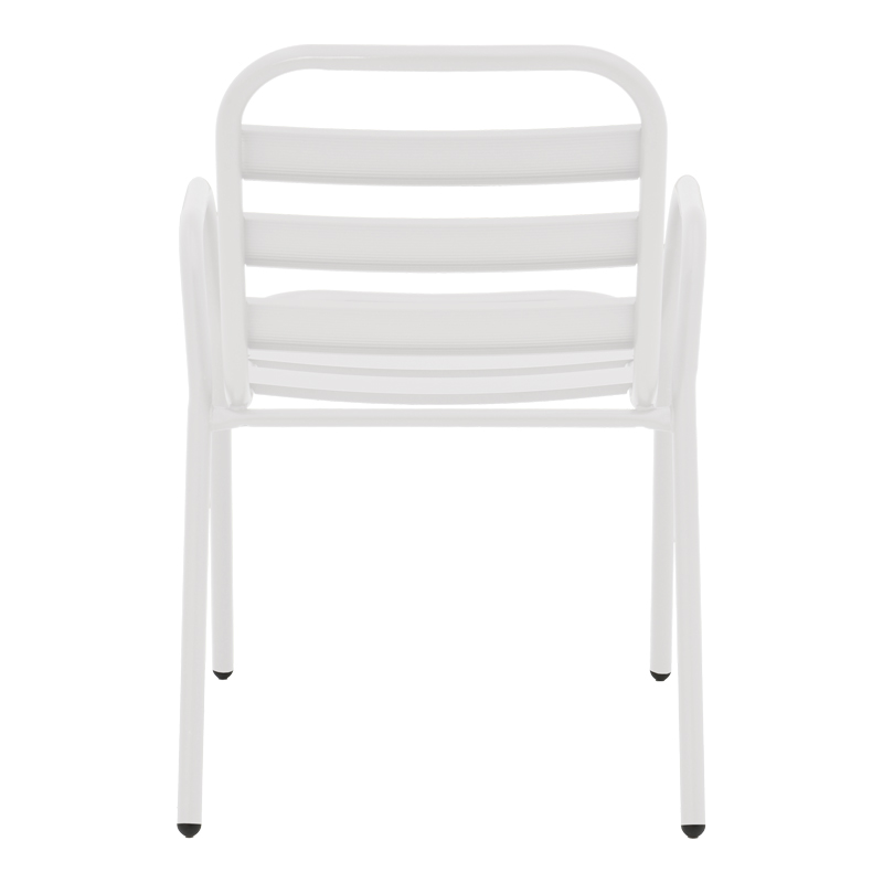 Πολυθρόνα Sussie pakoworld στοιβαζόμενη λευκό μέταλλο με φέτες αλουμινίου 45x62x76εκ – 130-000100