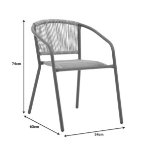 Πολυθρόνα Lindaria pakoworld στοιβαζόμενη μέταλλο σε ανθρακί και pe rattan σε φυσική απόχρωση 54x63x74εκ – 130-000115