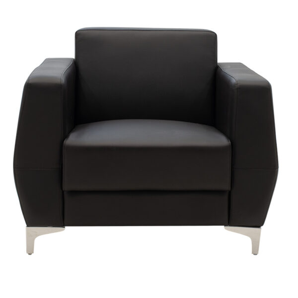 Πολυθρόνα Dermis pakoworld inox-τεχνόδερμα μαύρο 88x75x75εκ – 132-000001