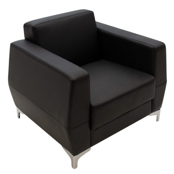 Πολυθρόνα Dermis pakoworld inox-τεχνόδερμα μαύρο 88x75x75εκ – 132-000001