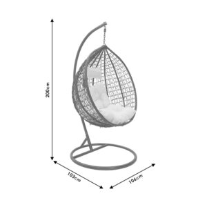 Κούνια Zafer pakoworld κρεμαστή μέταλλο-pp καφέ-μαξιλάρι καφέ 106x103x200εκ – 135-000023