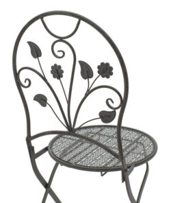 Τραπεζαρία Abriel pakoworld σετ 3τεμ μέταλλο ανθρακί antique – 137-000001