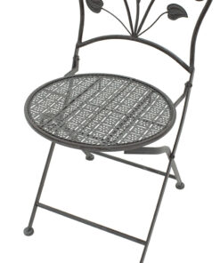 Τραπεζαρία Abriel pakoworld σετ 3τεμ μέταλλο ανθρακί antique – 137-000001