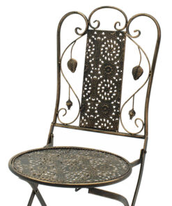 Τραπεζαρία Drill pakoworld σετ 3τεμ μέταλλο χρώμα χαλκού antique – 137-000005