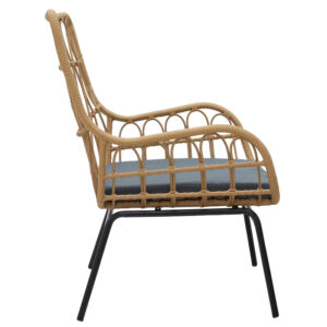 Πολυθρόνα Naoki pakoworld μέταλλο μαύρο-pe φυσικό-μαξιλάρι – 140-000045