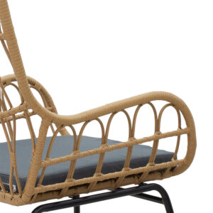 Πολυθρόνα Naoki pakoworld μέταλλο μαύρο-pe φυσικό-μαξιλάρι – 140-000045