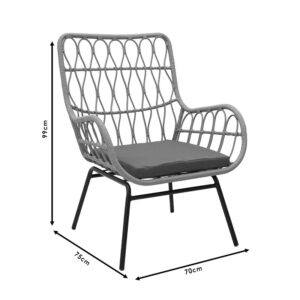 Πολυθρόνα Naoki pakoworld μέταλλο μαύρο-pe φυσικό-μαξιλάρι – 140-000045