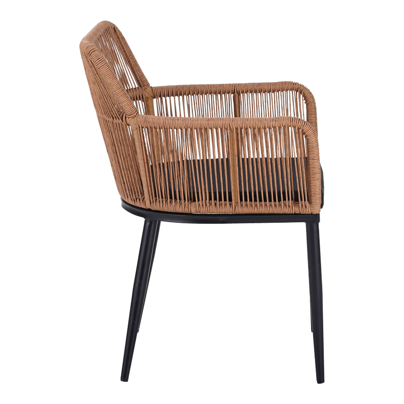 Πολυθρόνα Naoki pakoworld pe rattan -metal σε φυσική απόχρωση με μαύρα πόδια/μαξιλάρι 59×62.5×78εκ – 140-000061