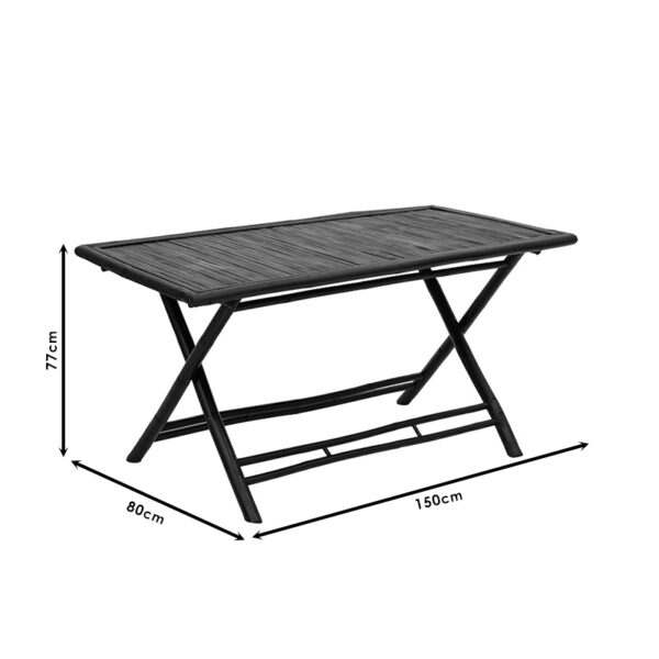 Τραπέζι Badou pakoworld πτυσσόμενο bamboo μαύρο 150x80x77εκ – 141-000017