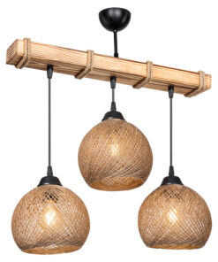 Φωτιστικό οροφής τρίφωτο Fiona pakoworld Ε27 καρυδί-μπεζ 50x20x63εκ – 147-000111