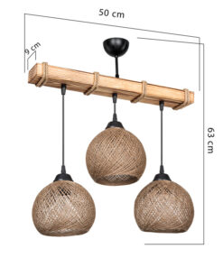 Φωτιστικό οροφής τρίφωτο Fiona pakoworld Ε27 καρυδί-μπεζ 50x20x63εκ – 147-000111