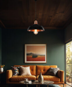 Φωτιστικό οροφής μονόφωτο Artisan pakoworld pp E27 σε μαύρη-χάλκινη απόχρωση Φ25.5×17εκ – 147-000206