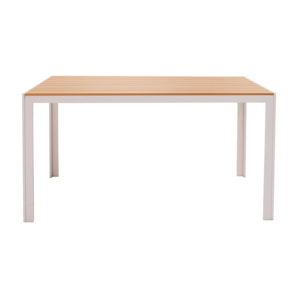 Τραπέζι Nares pakoworld αλουμίνιο λευκό-plywood φυσικό 140x80x72.5εκ – 152-000004
