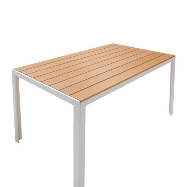 Τραπέζι Nares pakoworld αλουμίνιο λευκό-plywood φυσικό 140x80x72.5εκ – 152-000004