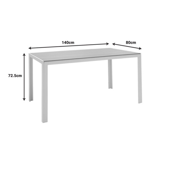 Τραπέζι Nares pakoworld αλουμίνιο λευκό-plywood φυσικό 140x80x72.5εκ – 152-000004
