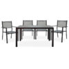 Garden dining set 5pcs Nares-Moly pakoworld aluminum black-textilene anthracite 152-000005