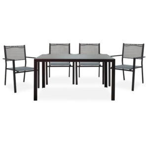 Garden dining set 5pcs Nares-Moly pakoworld aluminum black-textilene anthracite 152-000005