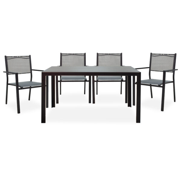 Garden dining set 5pcs Nares-Moly pakoworld aluminum black-textilene anthracite 152-000005