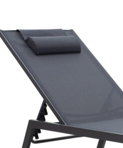 Ξαπλώστρα Kiara pakoworld αλουμίνιο-textilene ανθρακί στοιβαζόμενη – 152-000012