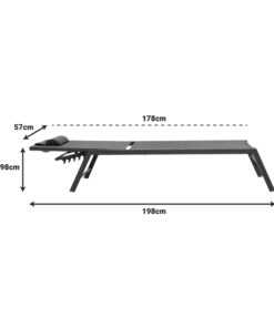 Ξαπλώστρα Kiara pakoworld αλουμίνιο-textilene ανθρακί στοιβαζόμενη – 152-000012