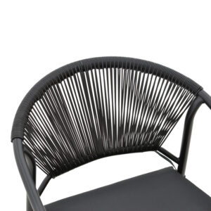 Πολυθρόνα Jerqui pakoworld wicker rattan μαύρο-μεταλλικό μαύρο πόδι-μαύρο μαξιλάρι 60x64x78εκ – 152-000018