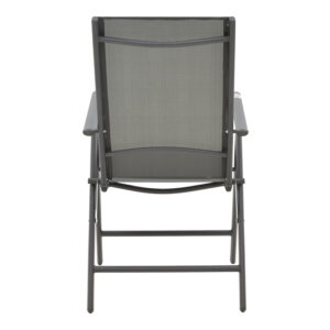 Πολυθρόνα Candor pakoworld ανθρακί μέταλλο και γκρι textilene 65x56x106εκ – 152-000023