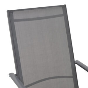 Πολυθρόνα Candor pakoworld ανθρακί μέταλλο και γκρι textilene 65x56x106εκ – 152-000023