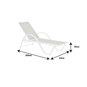 Ξαπλώστρα με μπράτσα Attain pakoworld λευκό αλουμίνιο και textilene σε μπεζ απόχρωση 191x64x32εκ – 152-000024