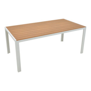 Τραπέζι Nares pakoworld αλουμίνιο λευκό-plywood φυσικό 180x90x72.5εκ – 152-000031