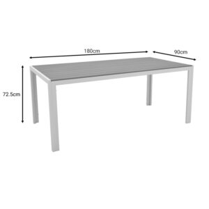 Τραπέζι Nares pakoworld αλουμίνιο λευκό-plywood φυσικό 180x90x72.5εκ – 152-000031