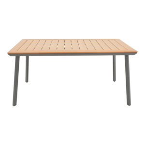 Τραπέζι Griffith pakoworld ανθρακί αλουμίνιο και plywood σε φυσική απόχρωση 160x80x74εκ – 152-000052