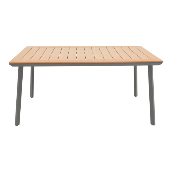 Τραπέζι Griffith pakoworld ανθρακί αλουμίνιο και plywood σε φυσική απόχρωση 160x80x74εκ – 152-000052
