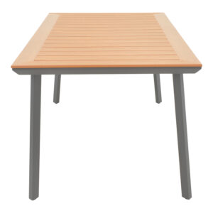 Τραπέζι Griffith pakoworld ανθρακί αλουμίνιο και plywood σε φυσική απόχρωση 160x80x74εκ – 152-000052