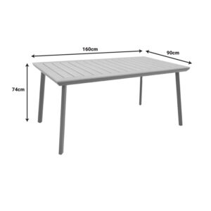 Τραπέζι Griffith pakoworld ανθρακί αλουμίνιο και plywood σε φυσική απόχρωση 160x80x74εκ – 152-000052