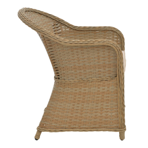 Πολυθρόνα κήπου Hadrian pakoworld rattan καφέ- textilene μπεζ 57x70x85εκ – 152-000053