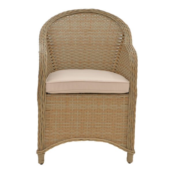 Πολυθρόνα κήπου Hadrian pakoworld rattan καφέ- textilene μπεζ 57x70x85εκ – 152-000053
