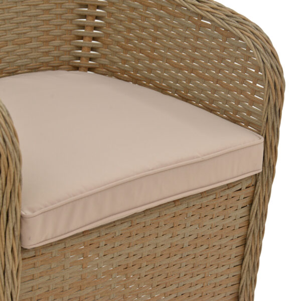 Πολυθρόνα κήπου Hadrian pakoworld rattan καφέ- textilene μπεζ 57x70x85εκ – 152-000053