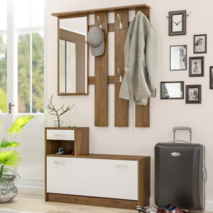 Έπιπλο εισόδου Jamie pakoworld καρυδί-λευκό 100×27,5×187εκ – 173-000022