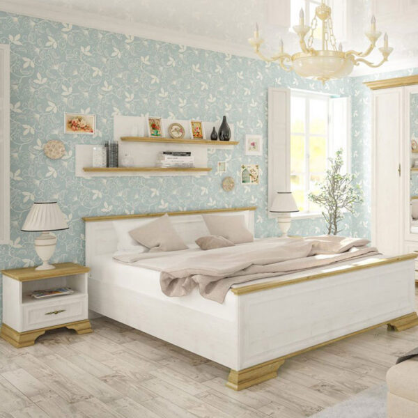 Κομοδίνο Jaden pakoworld golden oak-λευκό antique 49x41x47εκ – 173-000024