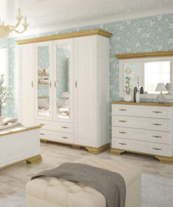 Συρταριέρα Jaden pakoworld 4ων συρταριών golden oak-λευκό antique 93,5x39x88,5εκ – 173-000028