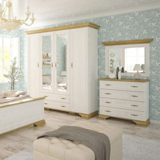 Συρταριέρα Jaden pakoworld 4ων συρταριών golden oak-λευκό antique 93,5x39x88,5εκ – 173-000028