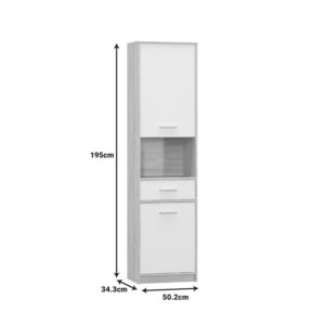Ντουλάπα στήλη Letto pakoworld σε oak – λευκό ματ απόχρωση 50,2×34,3×195εκ – 173-000050