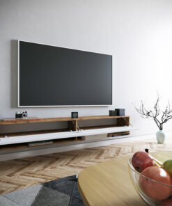 Έπιπλο τηλεόρασης επιτοίχιο Handra pakoworld λευκό-oak 180×31,5×29,5εκ – 176-000002