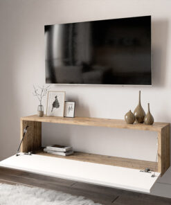 Έπιπλο τηλεόρασης επιτοίχιο Serit pakoworld λευκό-oak 100×31,5×29,5εκ – 176-000006