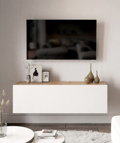 Έπιπλο τηλεόρασης επιτοίχιο Serit pakoworld λευκό-oak 100×31,5×29,5εκ – 176-000006