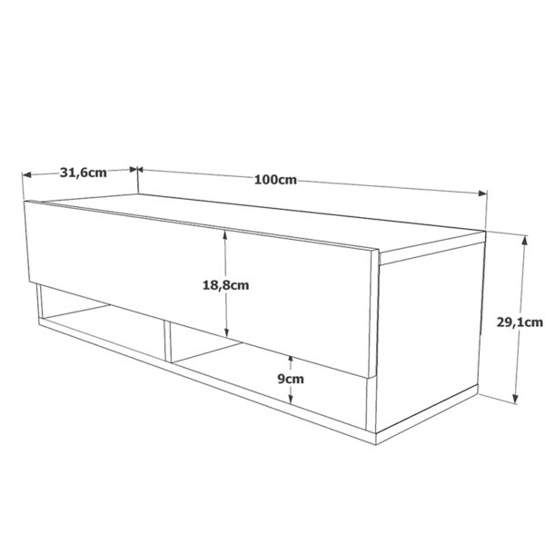 Έπιπλο τηλεόρασης επιτοίχιο Roscoe pakoworld oak 100×31,5×29,5εκ – 176-000007