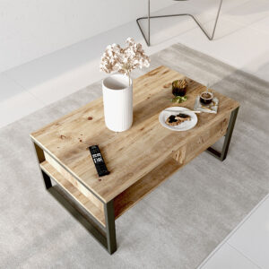 Τραπέζι σαλονιού Honora pakoworld oak-μαύρο 100x60x44,5εκ – 176-000009